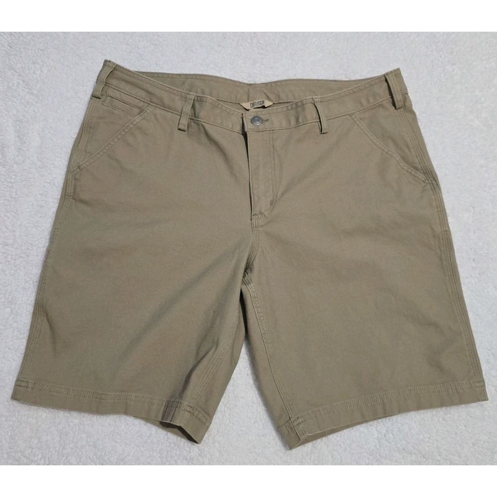 Duluth Trading Khaki Shorts Beige Denim Stretch Spandex Womens Size 18
